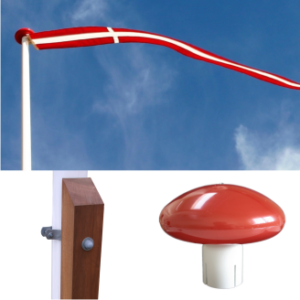 Flagstang med massiv mahogni støtte